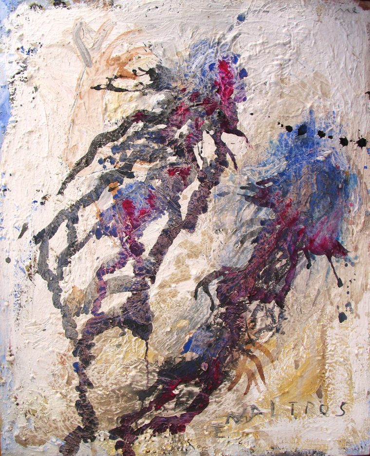 Contemporary art, mixed technique Meduses sobre els nostres fòssils_81x100cm